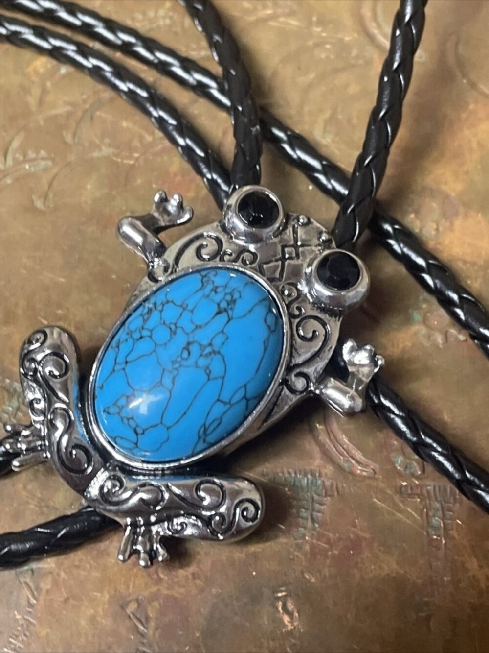 BLUE Bolo Tie Frog Zoology Batrachology amphibians herpetology Tree Gift Teacher